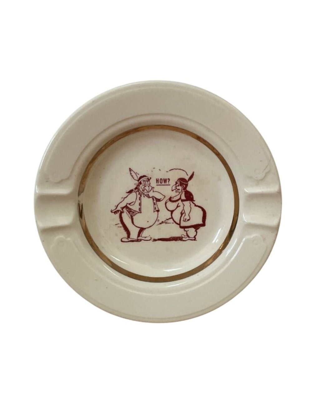 Vintage Ceramic Ashtray With Gold Trim Risqué Adult Humor